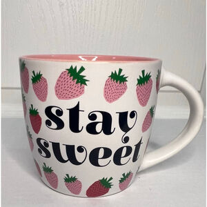 Stay Sweet Strawberry Coffee Ten Ounce Mug With Pink Interior